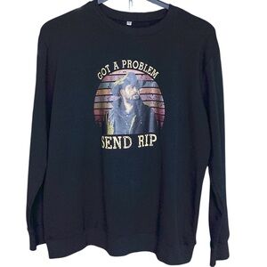 Black Yellowstone Rip Graphic Sweatshirt Top New Size Large